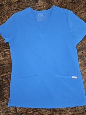 EUC XS Women's FIGS Casma Scrub Top in Royal Blue